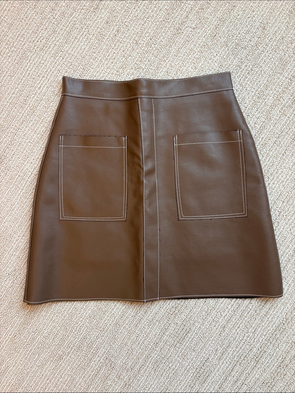 Oak + Fort A Line Faux Leather Pocket Mini Skirt